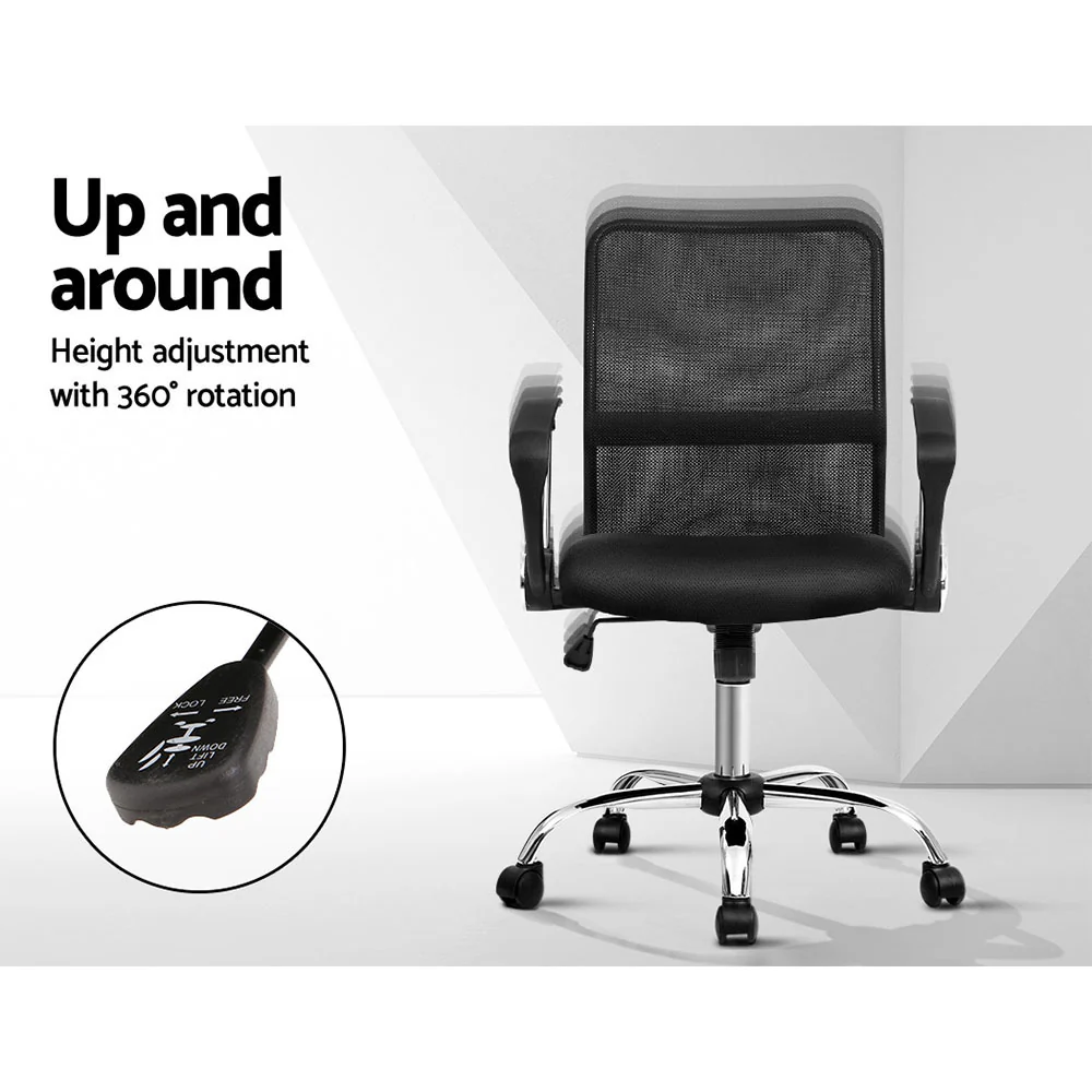 Artiss Mesh Office Chair Mid Back Black - Nurns