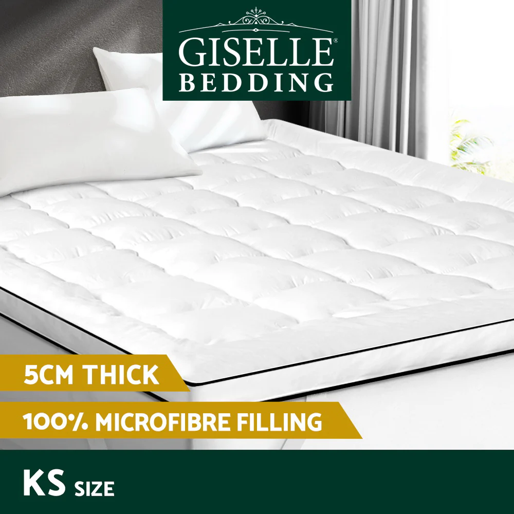 King Single Giselle Bedding Mattress Topper Pillowtop - Nurns