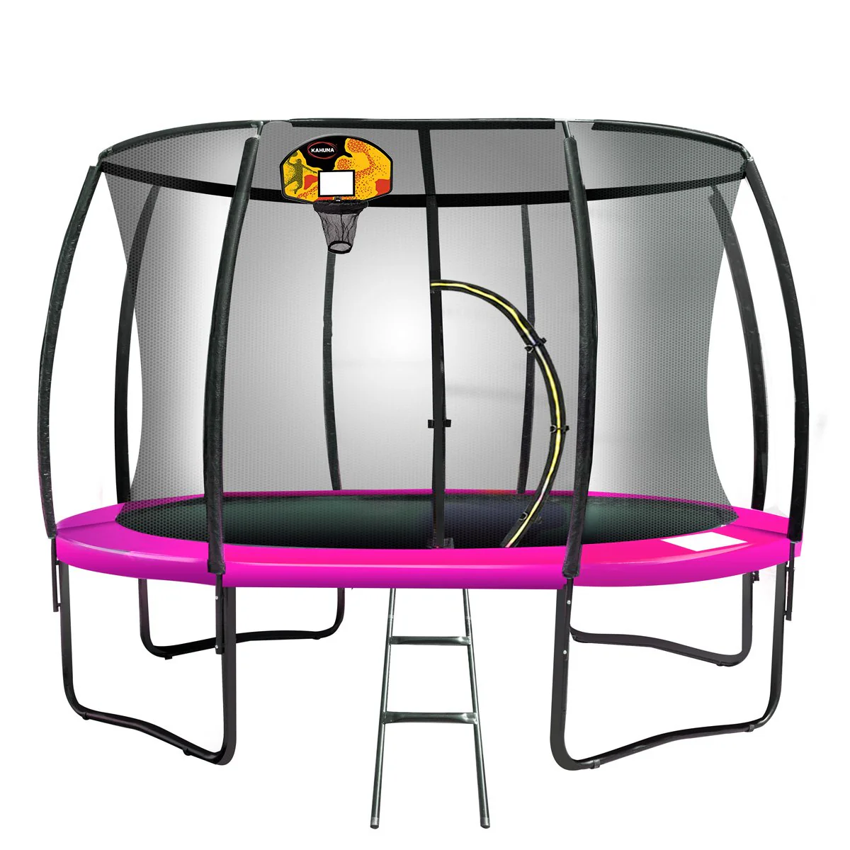 Kahuna Trampoline for Kids 16FT Outdoor Children with Safety Enclosure Pad Mat Ladder Basketball Hoop Set - Pink - Nurns
