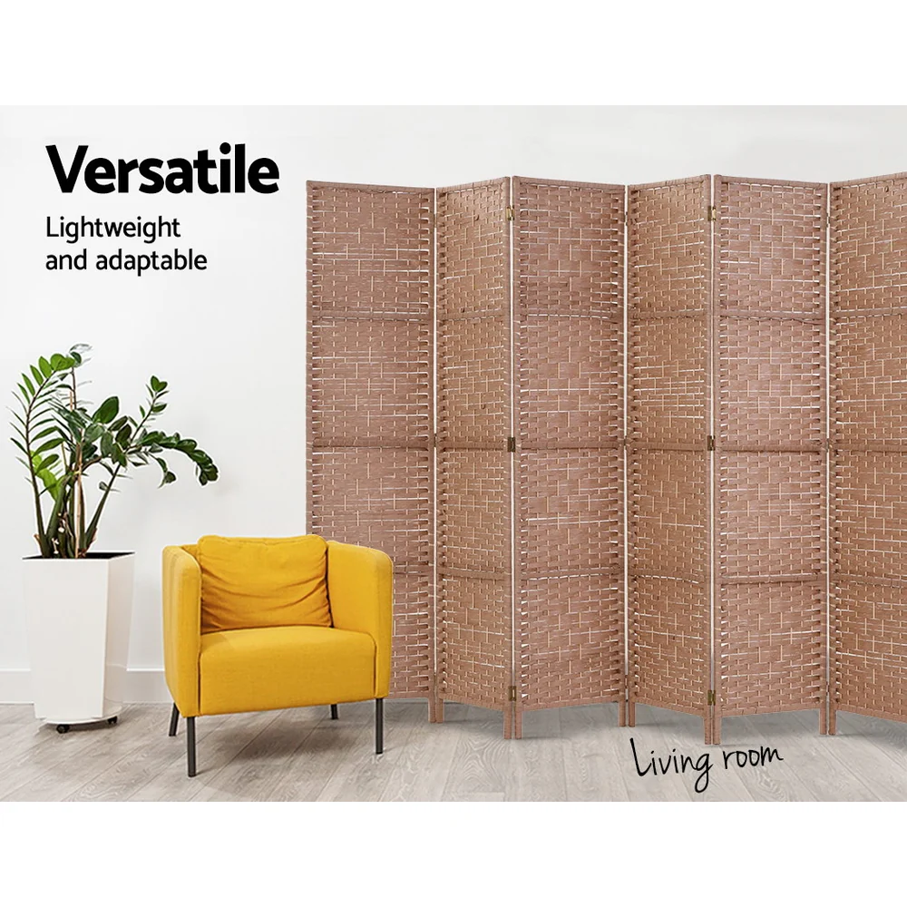 8 Panel Room Divider Screen 326x170cm Woven - Natural - Nurns