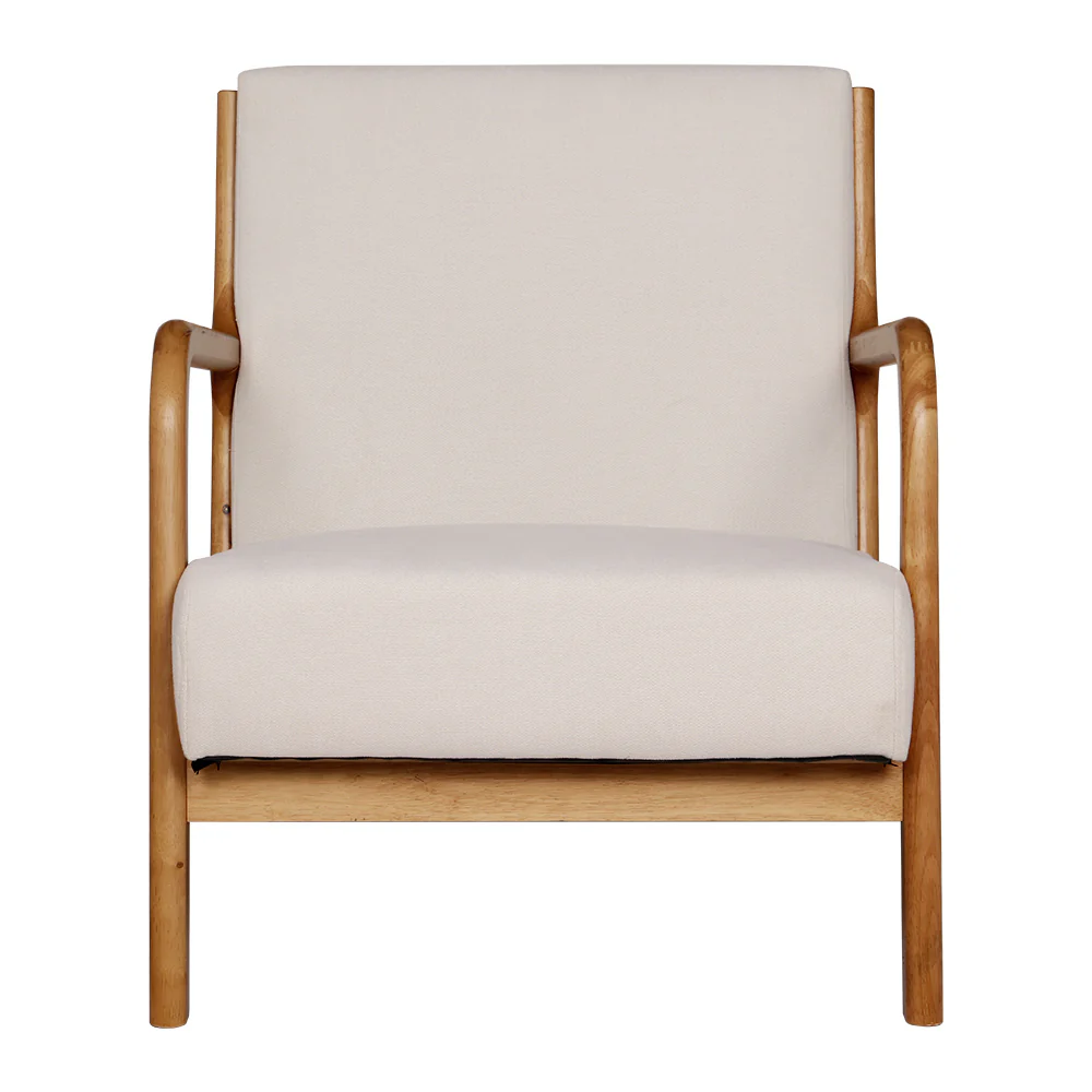 Myla Accent Lounge Bedroom Armchair - Beige & Wood - Nurns