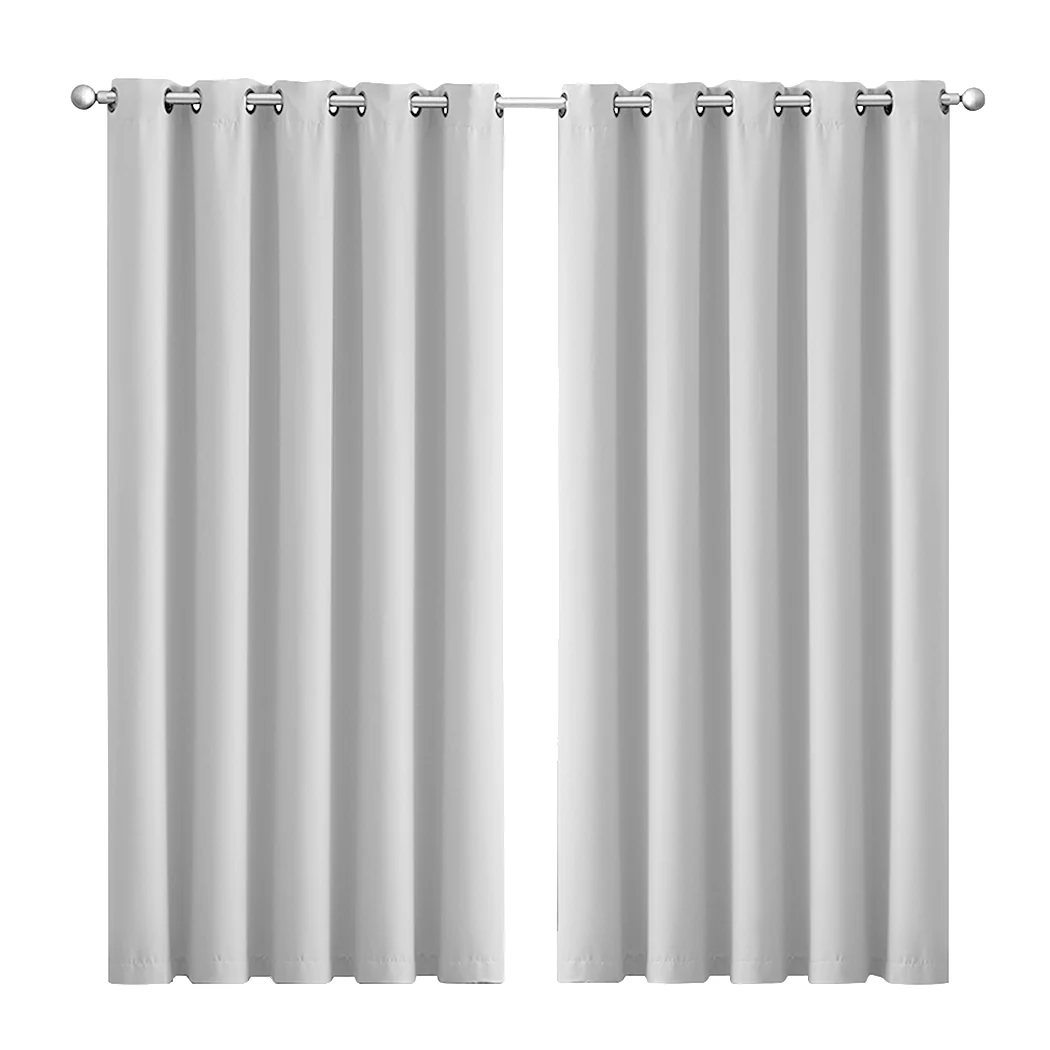 Set Of 2 Blockout Curtains Panels 3 Layers Eyelet Room Darkening 180X230Cm Grey - Nurns