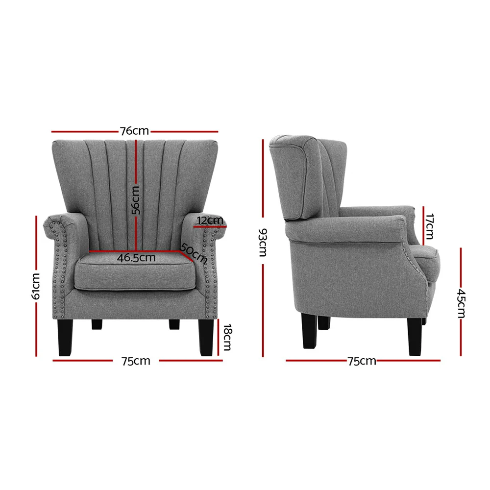 Marian Accent Fabric Lounge Armchair - Grey - Nurns