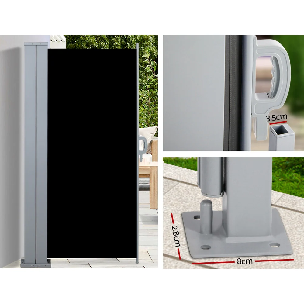 Instahut Side Awning Outdoor Blinds Sun Shade Retractable Screen 2x6M BK - Nurns