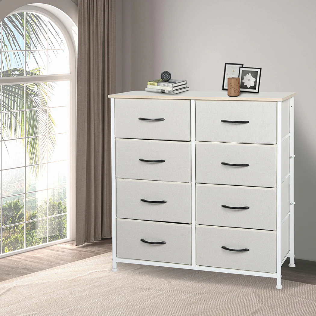 Levede Storage Cabinet Tower Chest Beige - Nurns