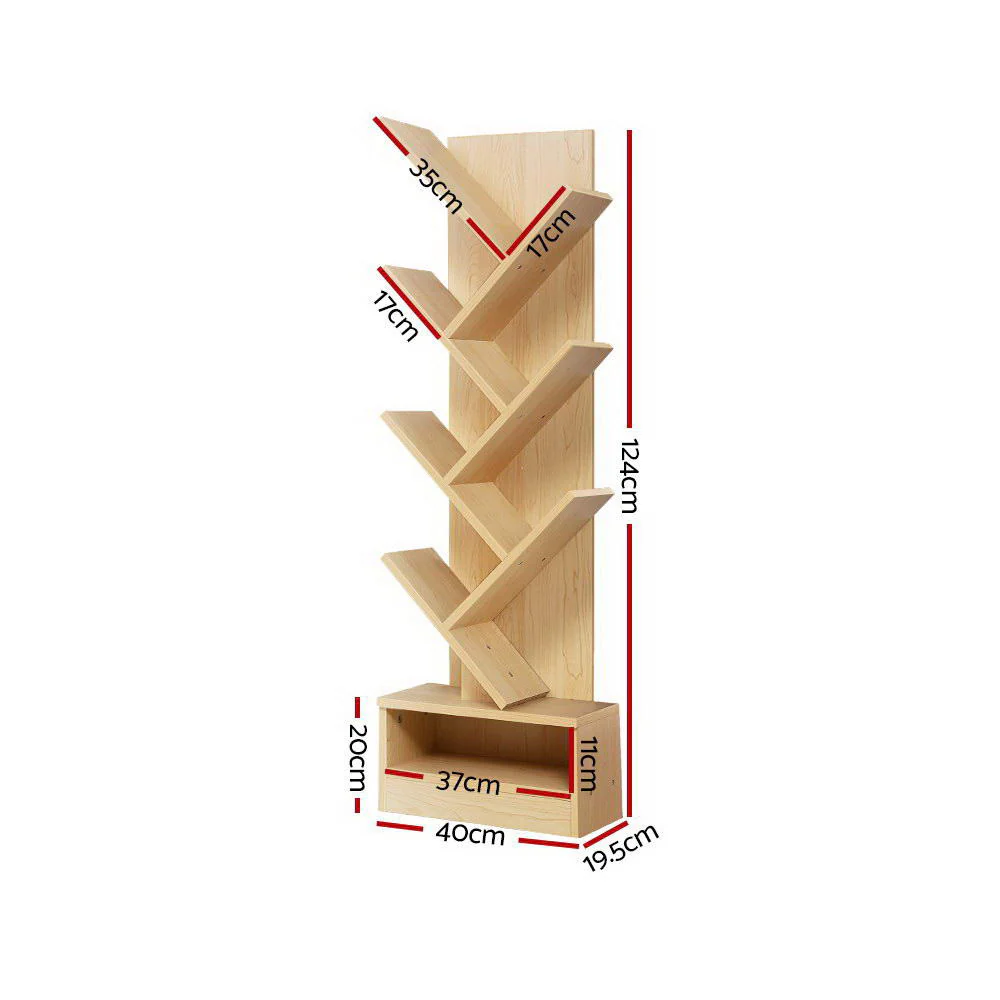 Artiss Tree Bookshelf 7 Tiers - Echo Oak - Nurns