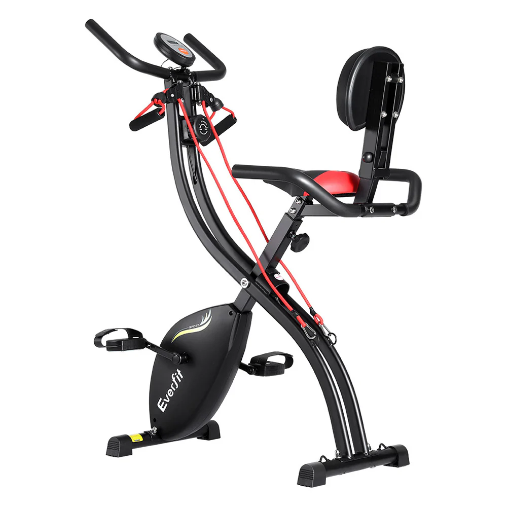 Everfit Folding Exercise Bike Magnetic X-Bike Indoor Cycling Resistance Rope - Nurns