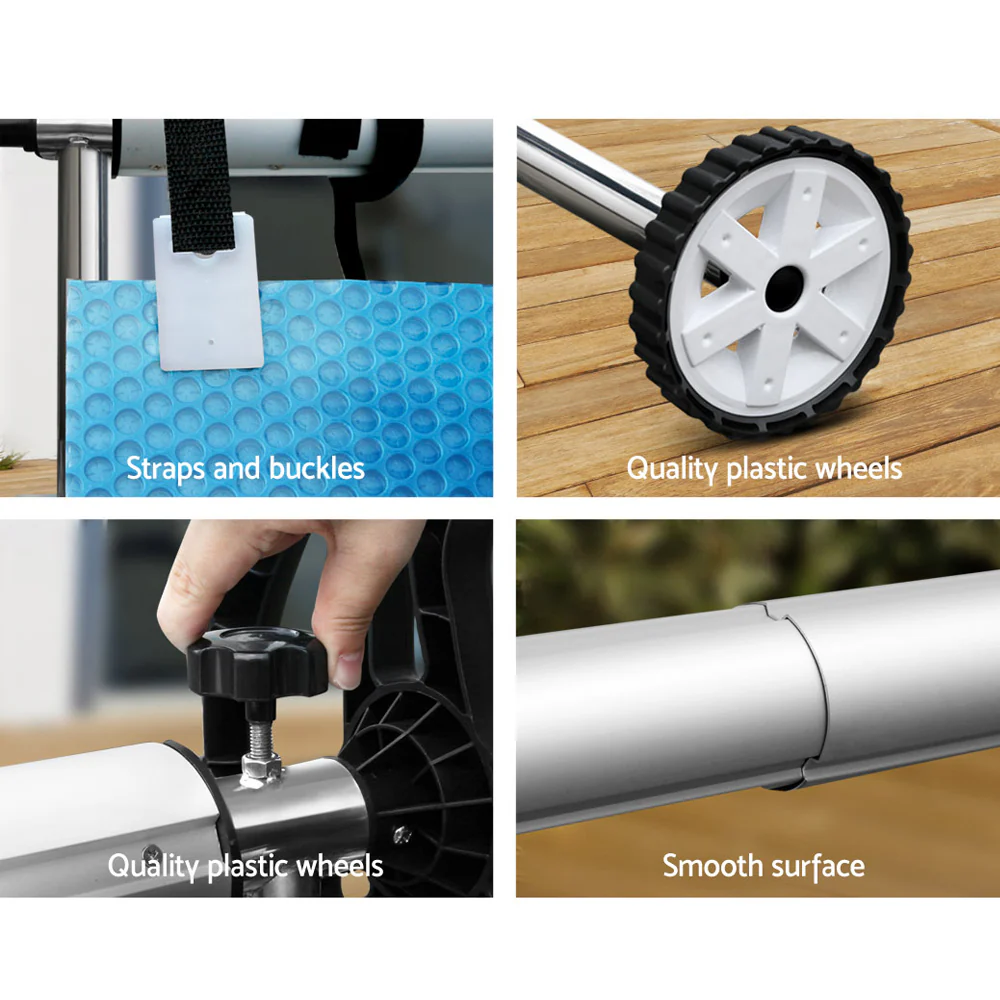 Swimming Pool Cover Roller Reel Adjustable Solar Thermal Blanket Blue - Nurns