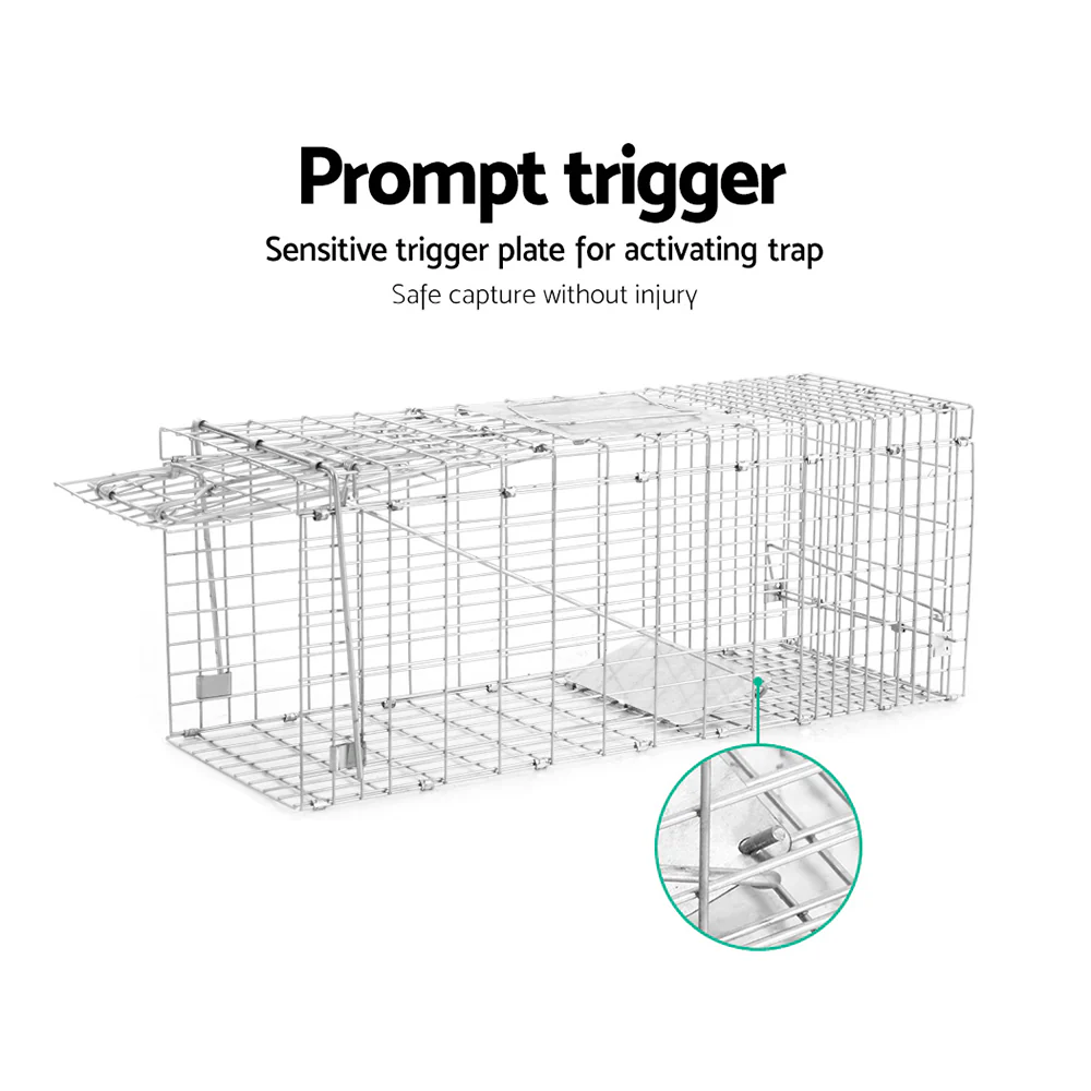 Humane Animal Trap Cage 94x34x36cm - Silver - Nurns
