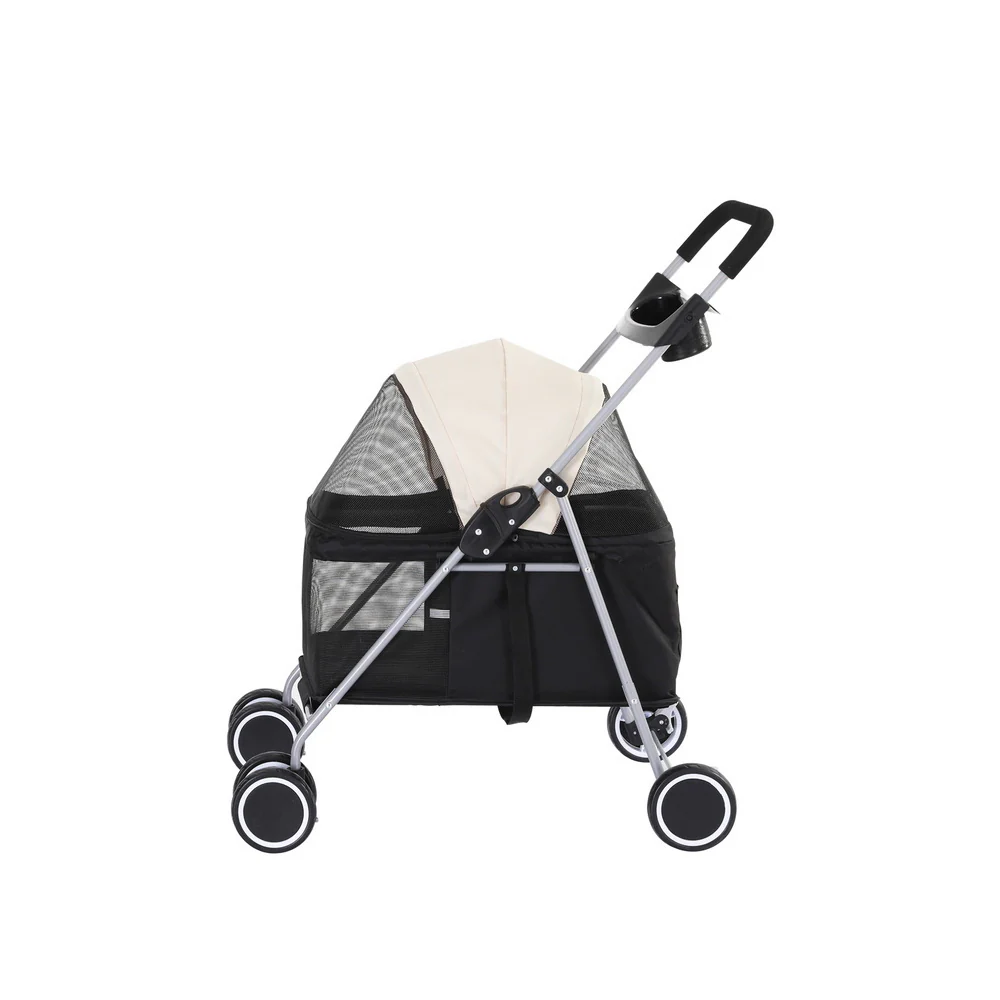 Pet Stroller Pram Dog Cat Carrier Cage Large Travel Pushchair Foldable 4 Wheels - Nurns