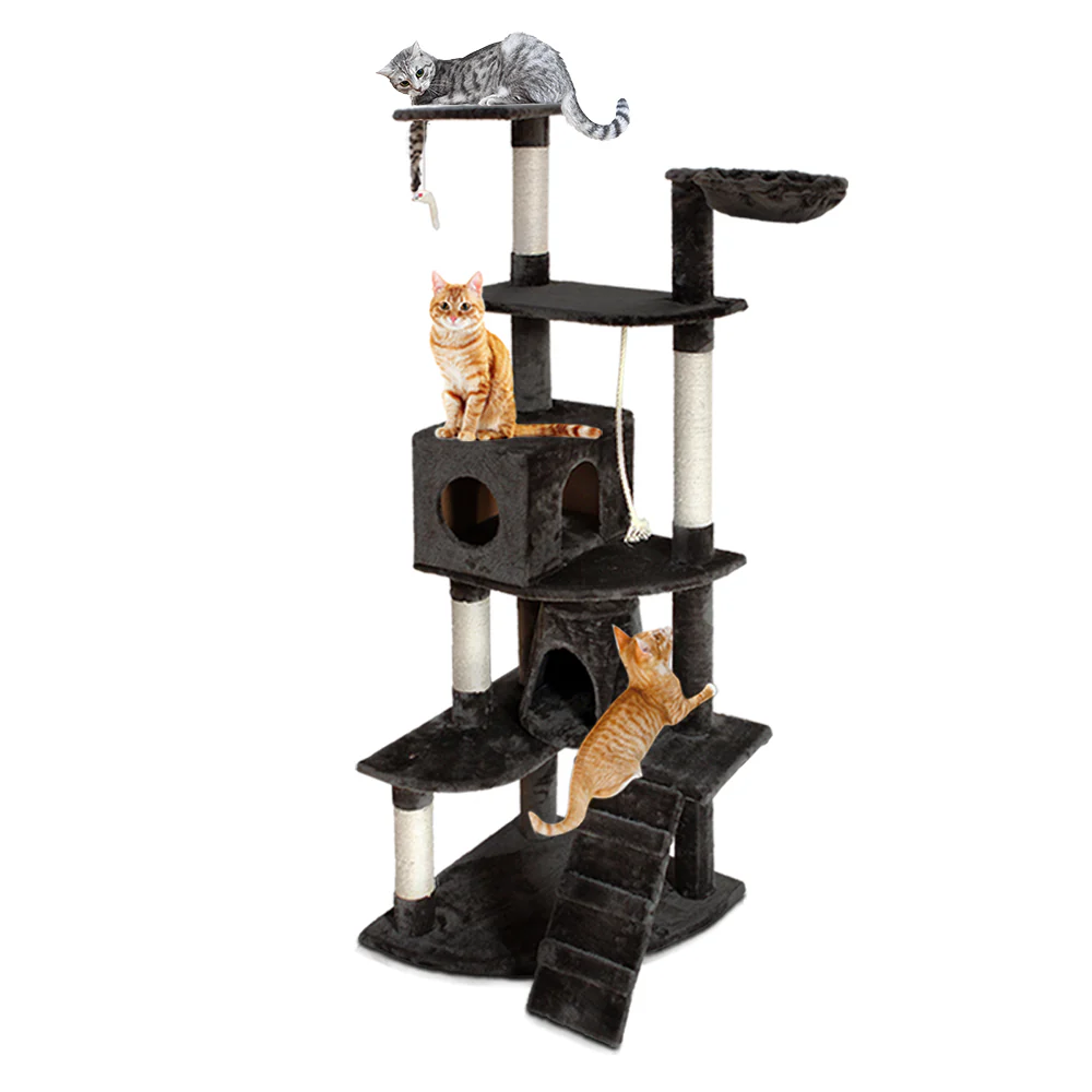 Cat Tree 193cm Trees Scratching Post Scratcher Tower Condo House Furniture Wood - Dark Grey - Nurns