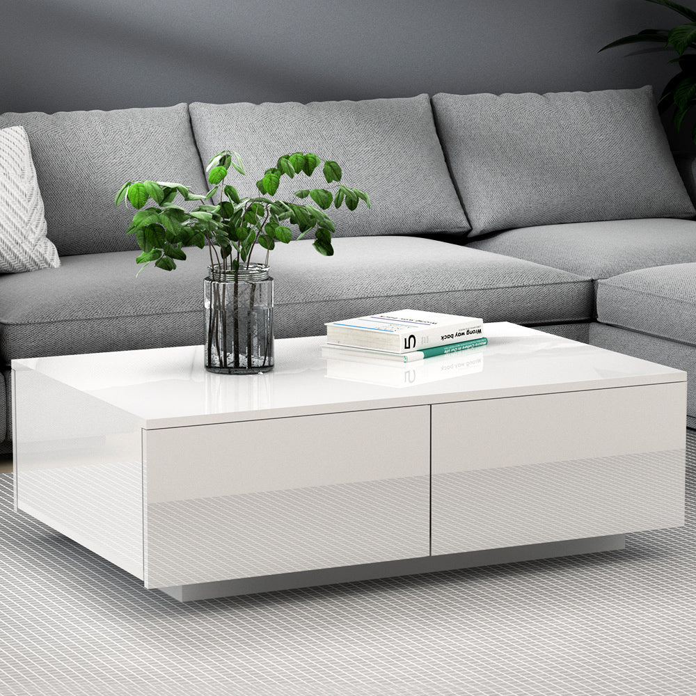 Iphion Coffee Table with 4 Drawers - White - Nurns