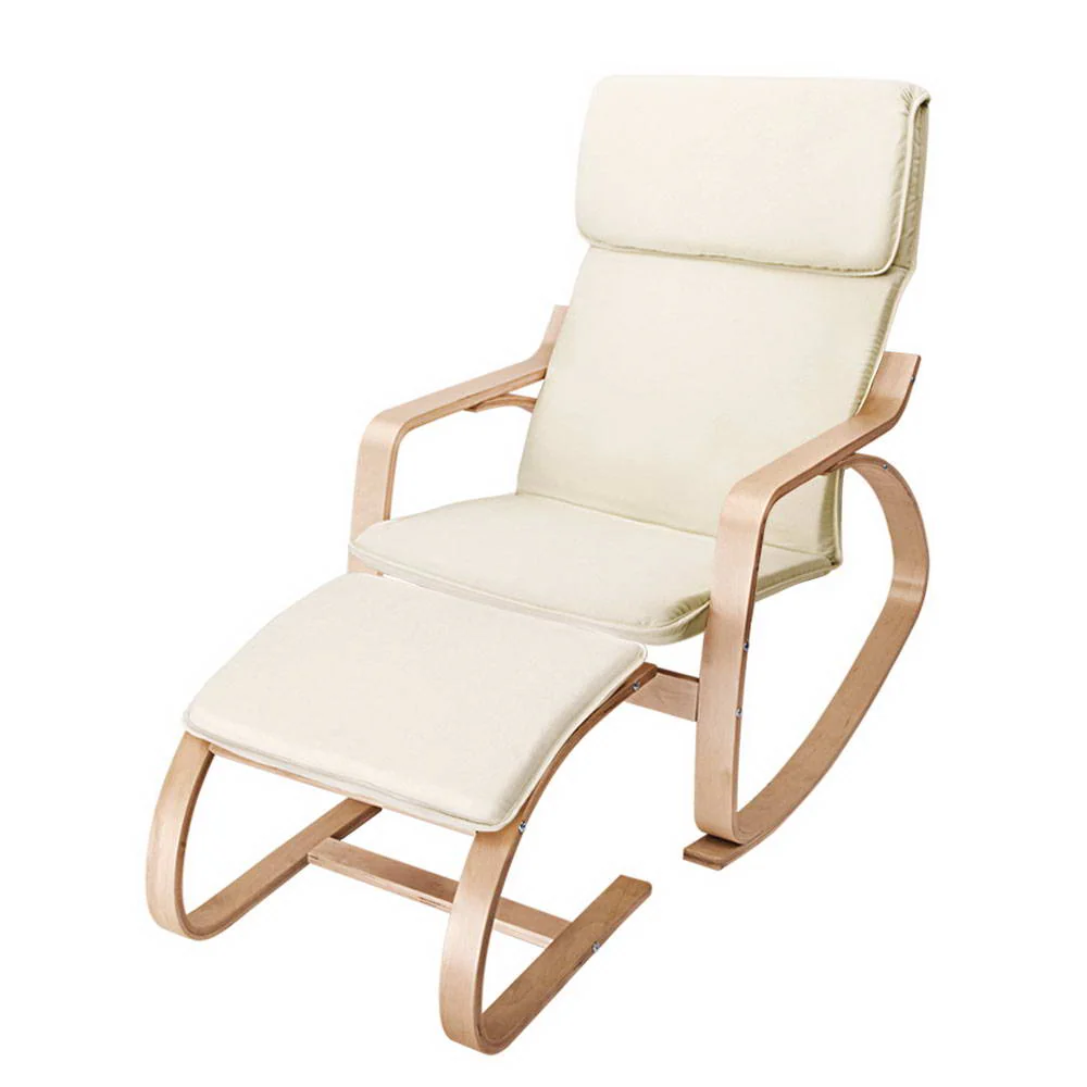 Mayra Rocking Armchair Footstool Bentwood - Beige - Nurns