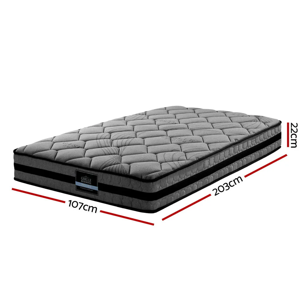 Diamond Bed & Mattress Package with 22cm Mattress - Grey King Single - Nurns