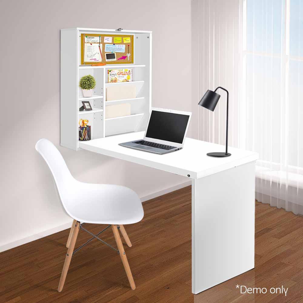Artiss Computer Desk Bookshelf Wall Mount White - Nurns