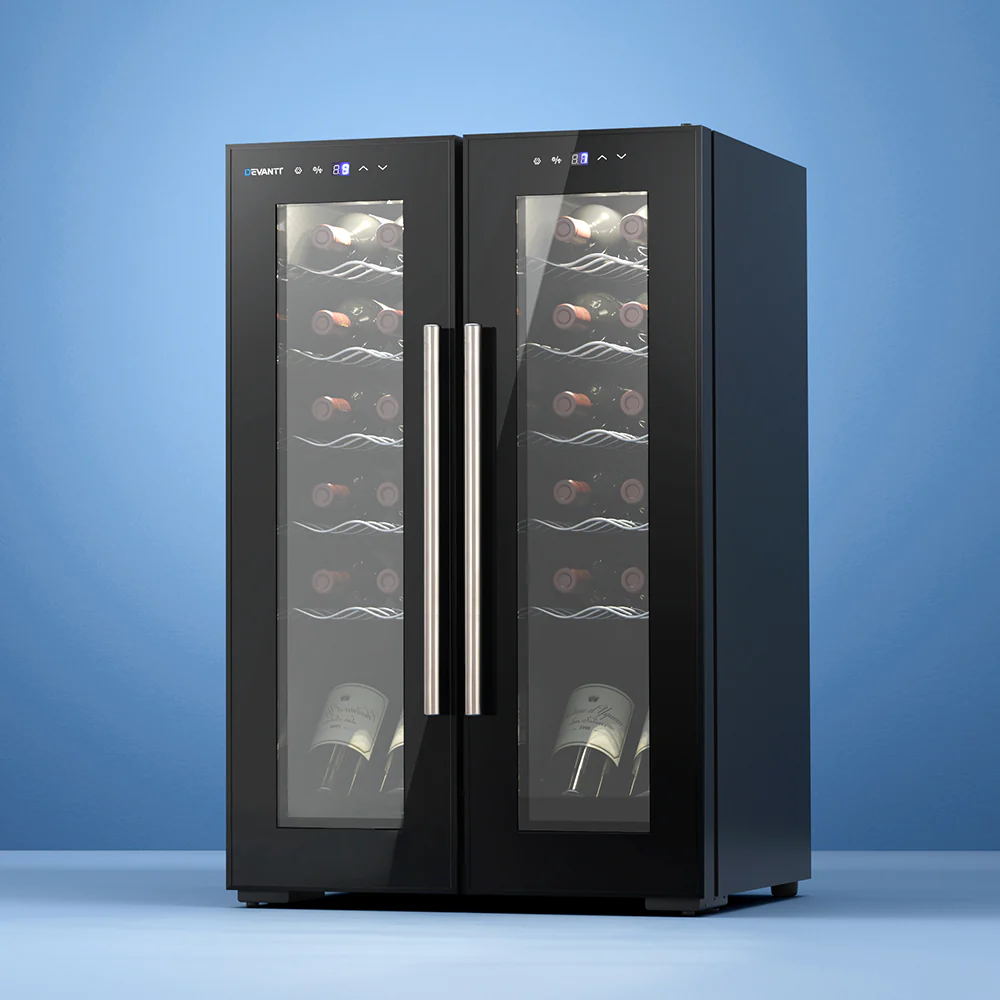 Devanti Wine Fridge Cooler Dual Zone 24 Bottles - Nurns