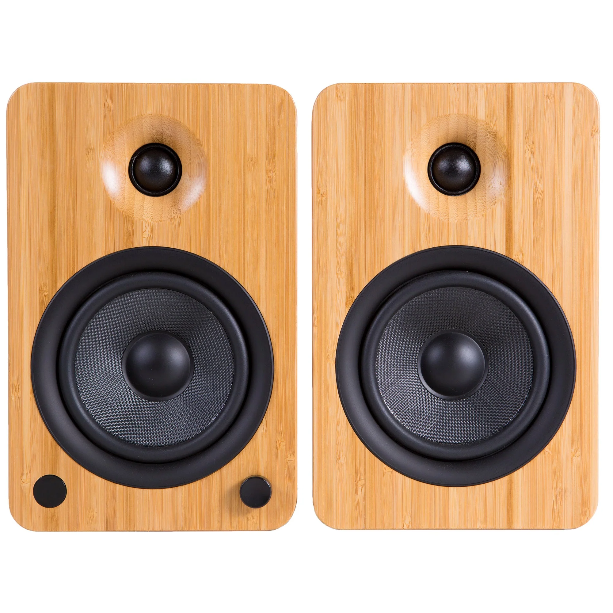 YU4 140W Powered Bookshelf Speakers With Bluetooth® And Phono Preamp - Bamboo - Nurns