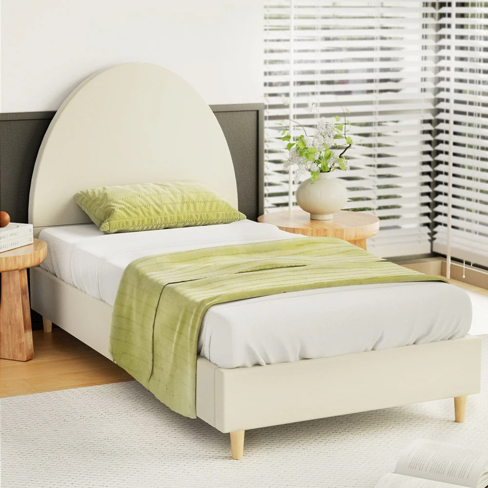 Giddy Bed & Mattress Package with 32cm Mattress - Cream Single - Nurns