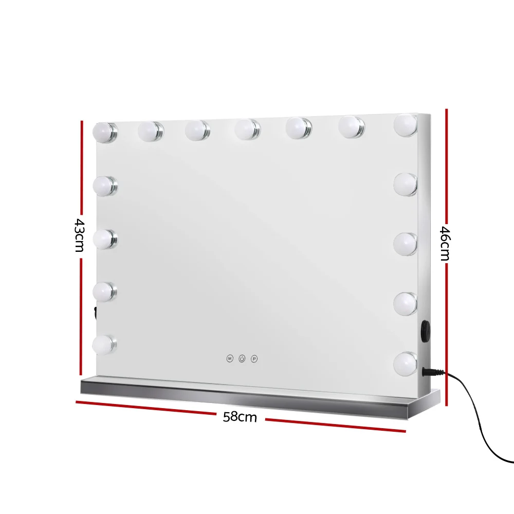 Hollywood Frameless Makeup Mirror With 15 LED Lighted Vanity Beauty 58cmx46cm - Nurns