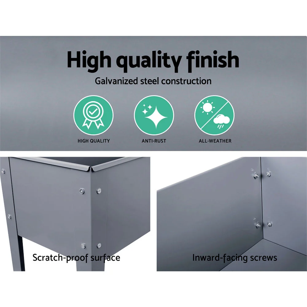 Garden Bed Elevated 100x80x30cm Planter Box Container Galvanised - Nurns