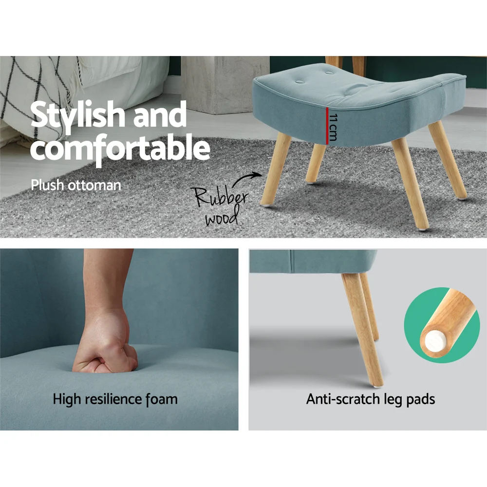 Marlyn Accent Fabric Ottoman Lounge Chair - Blue - Nurns