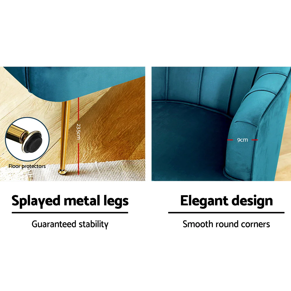 Makayla Accent Velvet Lounge Armchair - Navy - Nurns