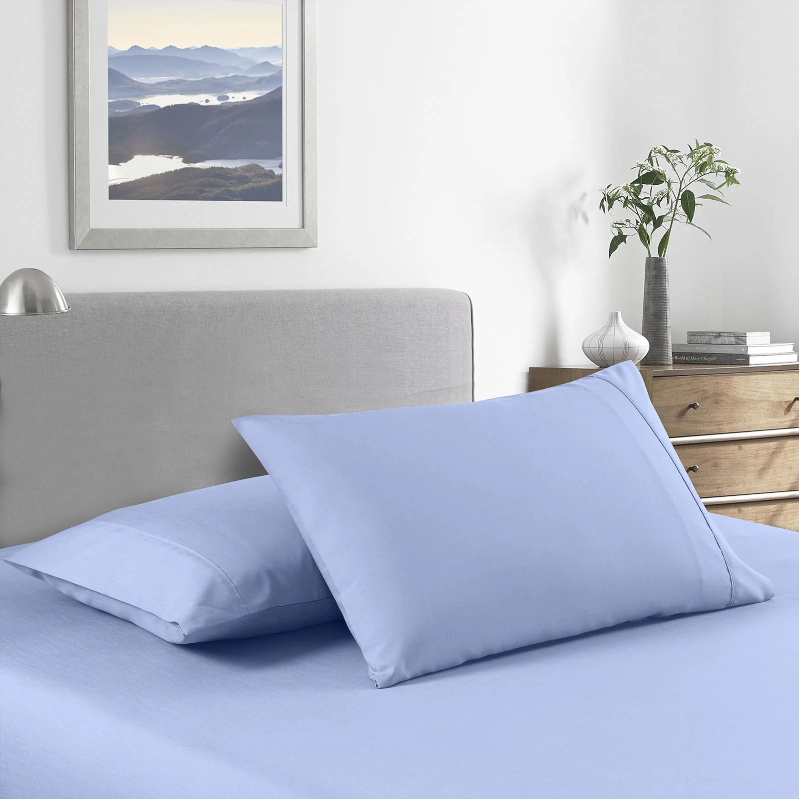 Single Royal Comfort Bamboo Cooling 2000TC Sheet Set - Light Blue - Nurns