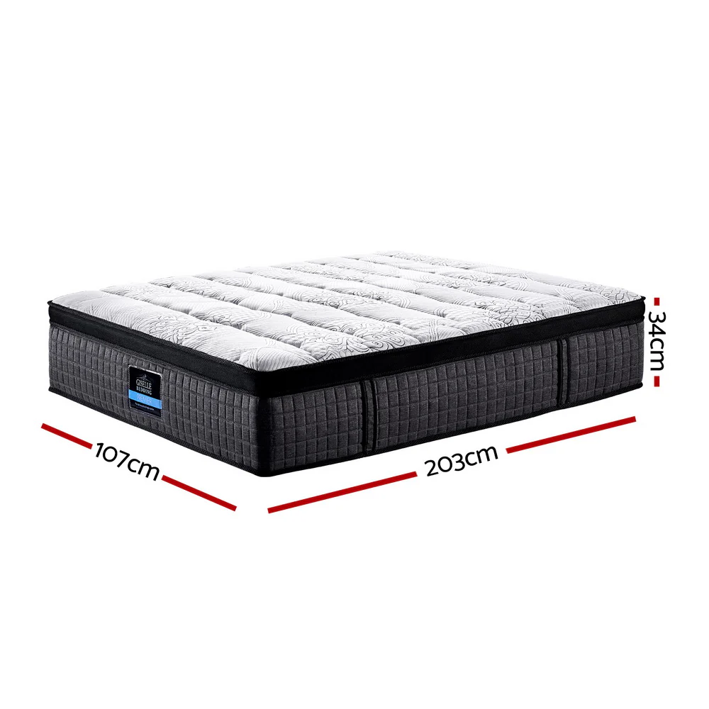 Chelsea 34cm 9-Zone Pocket Spring Latex Foam Medium Firm Euro Top Mattress - King Single - Nurns