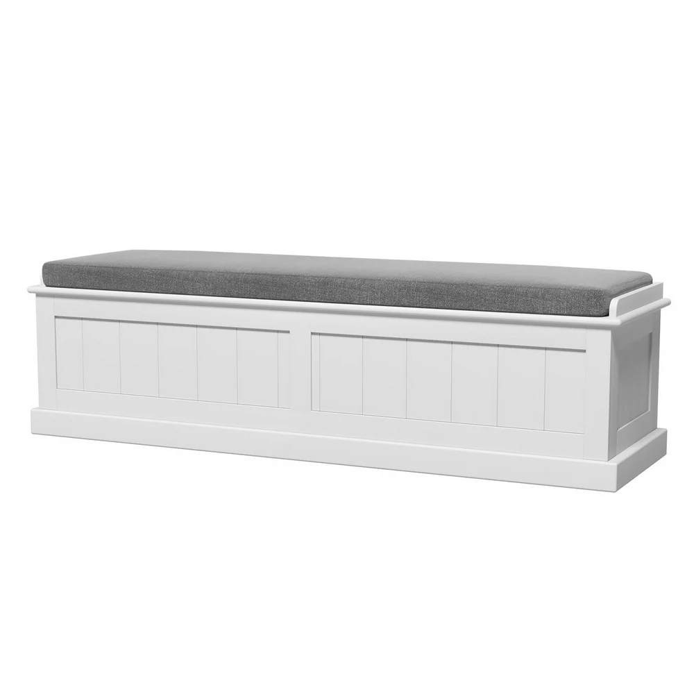 Storage Ottoman Blanket Box 140cm Fluted - White - Nurns