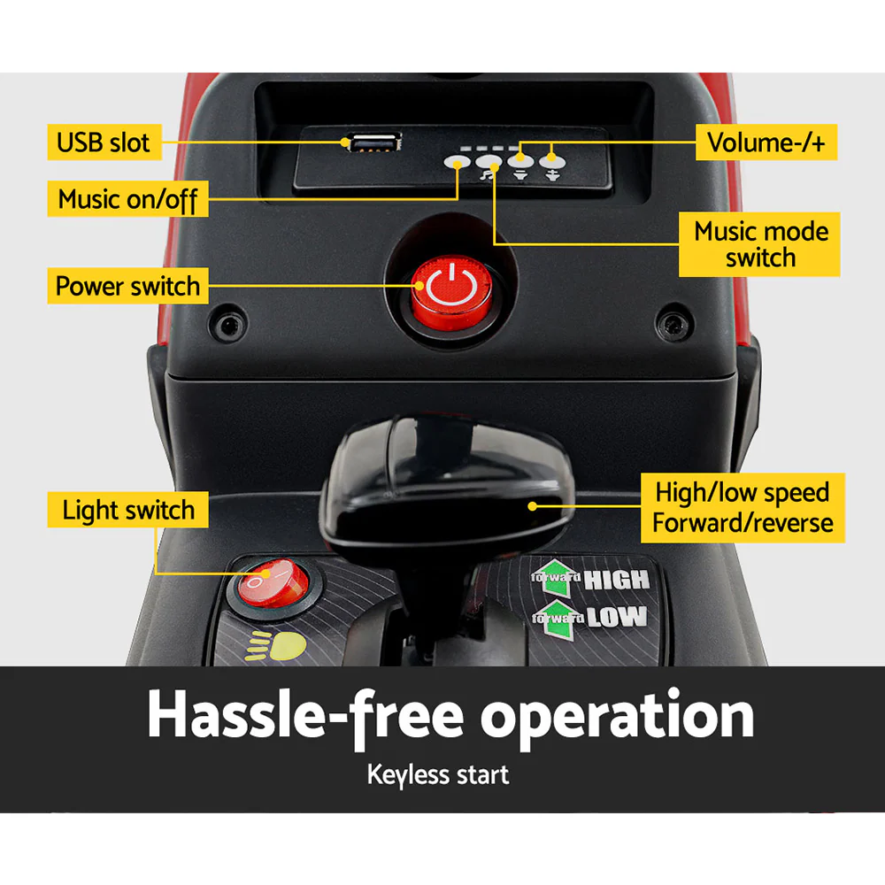 Ride On Car Tractor Trailer Toy Kids Electric Cars 12V Battery - Red - Nurns