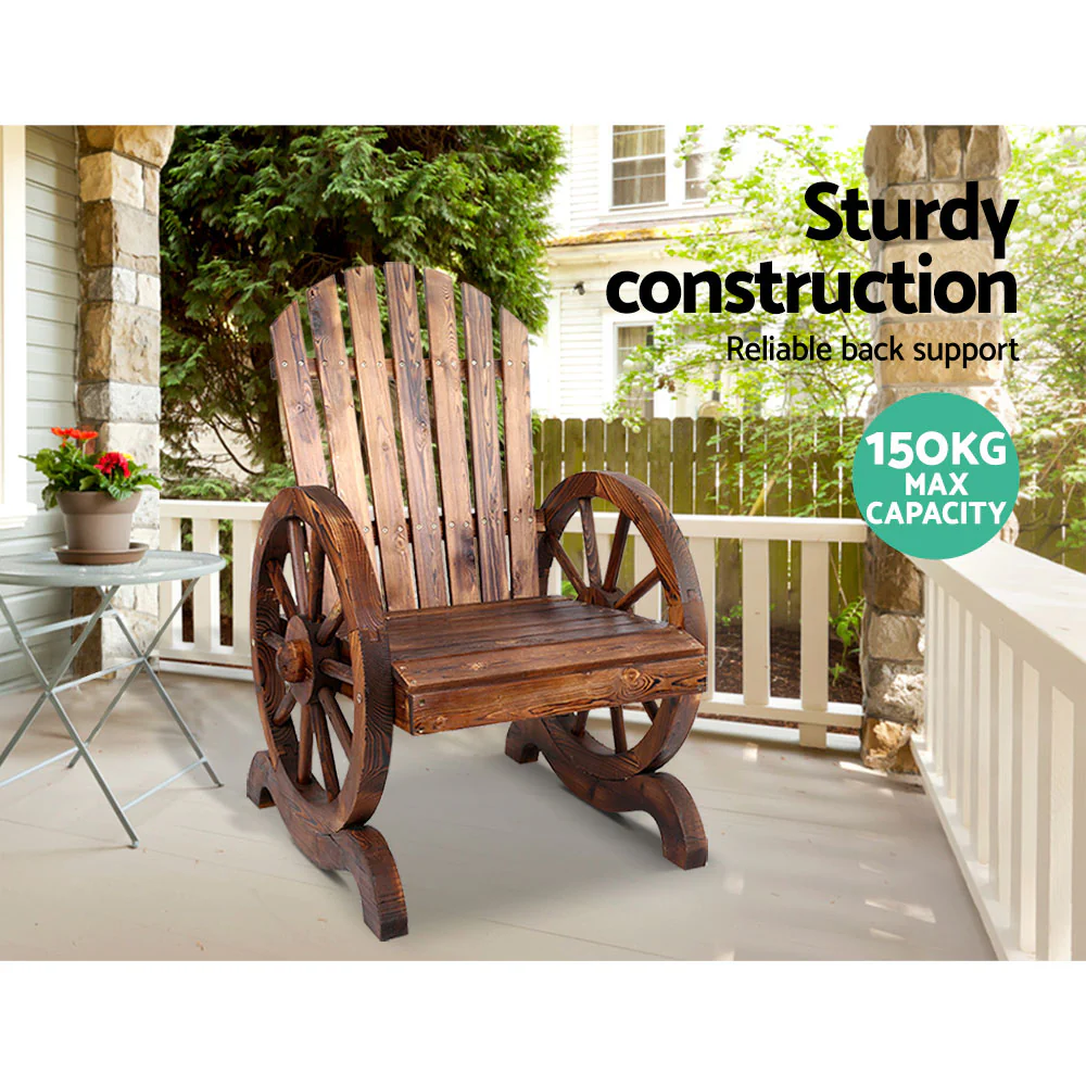 Celestia Wooden Wagon Chair Outdoor - Brown - Nurns