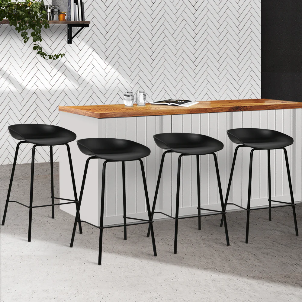 Set of 4 Koropi Metal Bar Stools - Black - Nurns