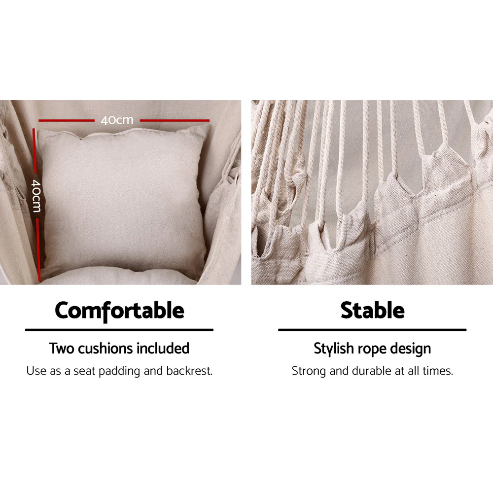 Hammock Chair Outdoor Camping Hanging with Steel Stand - Cream - Nurns