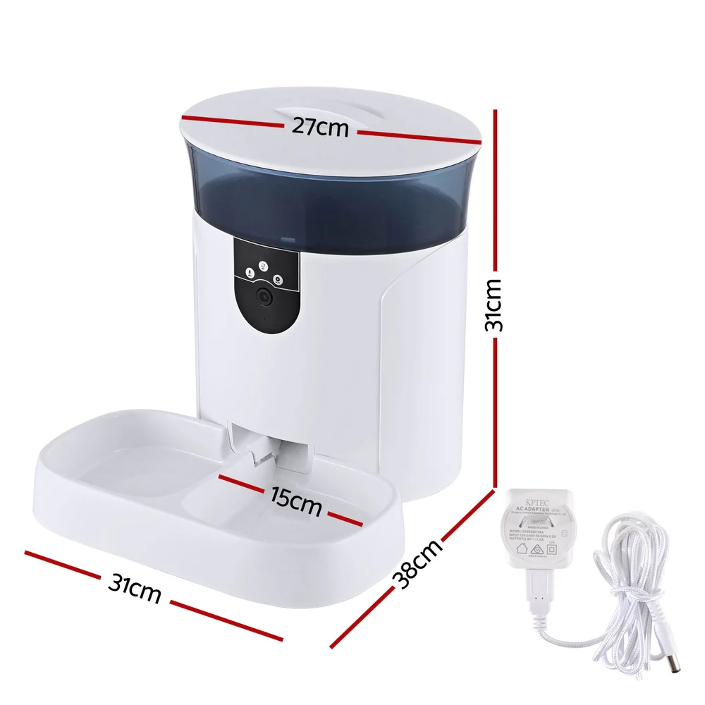 7L Automatic Pet Feeder Dog Cat Camera Wifi Smart Food Dispenser Timer - Nurns