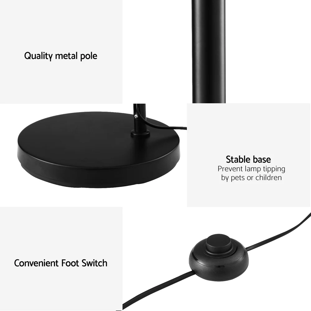 Floor Lamp Light Stand Modern Home Living Room Office Reading Glass Shade - Black - Nurns