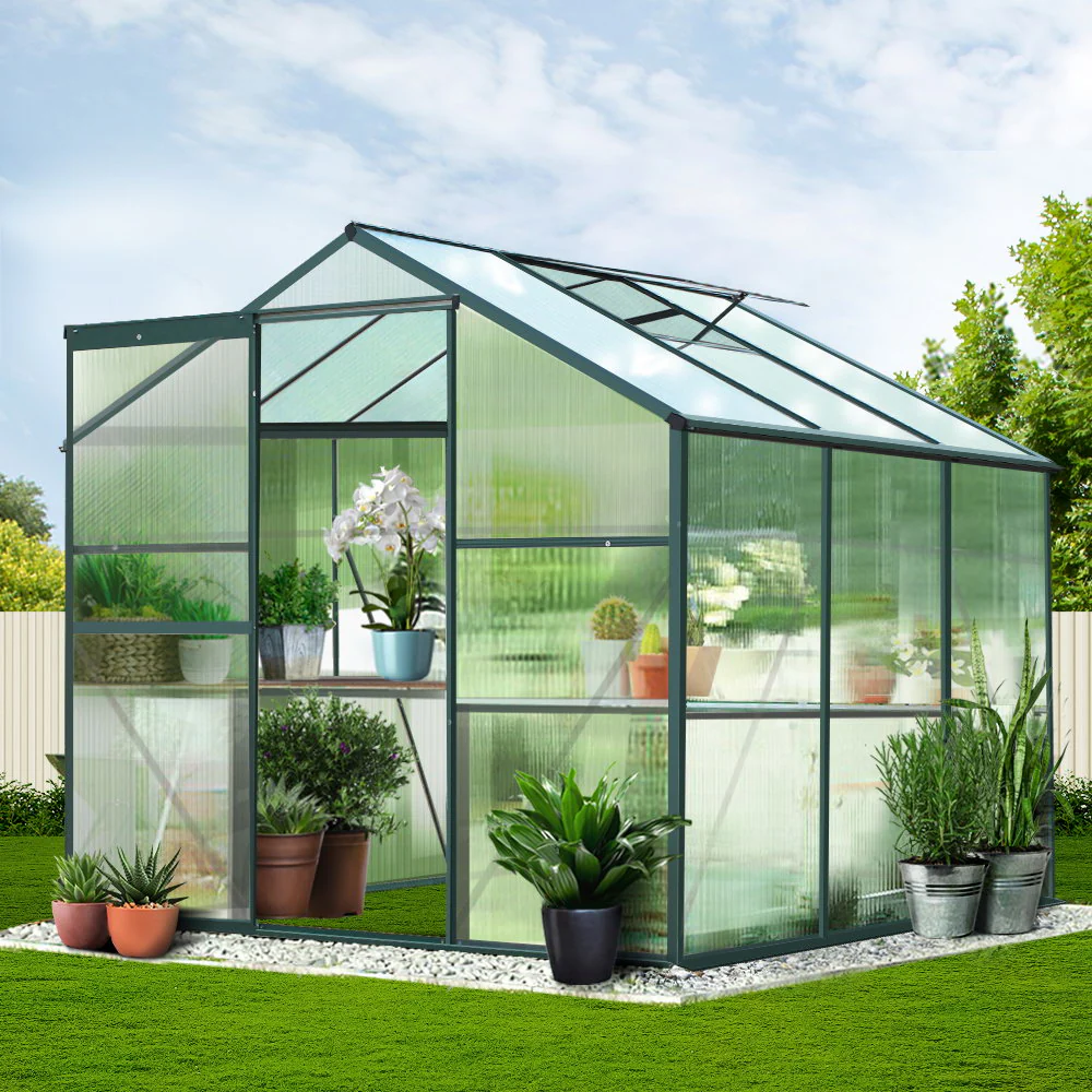 Greenfingers Greenhouse 1.9x1.9x1.83M Aluminium Polycarbonate Green House Garden Shed - Nurns