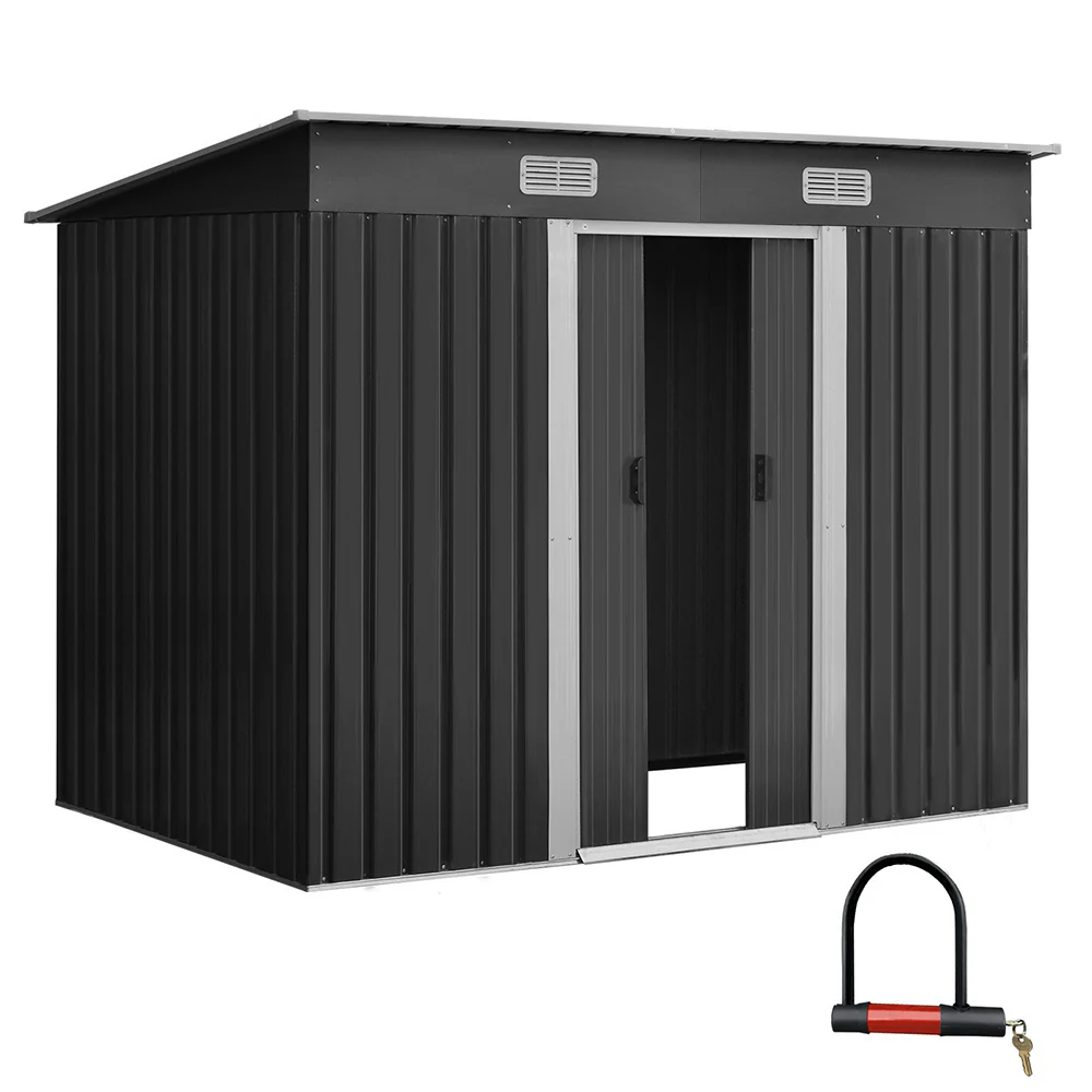 Giantz Garden Shed 2.38x1.31M Sheds Outdoor Storage Tool Metal Workshop Shelter Sliding Door - Nurns