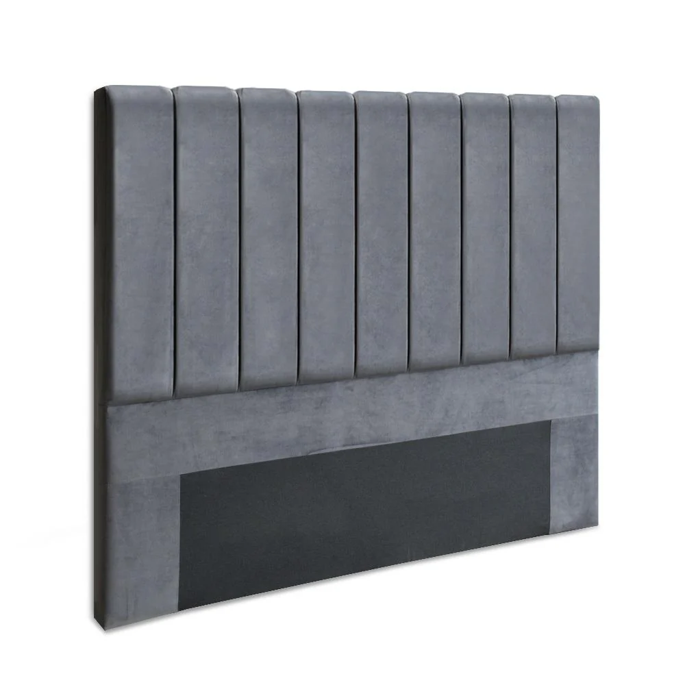 Bed Headboard Velvet - Grey Queen - Nurns