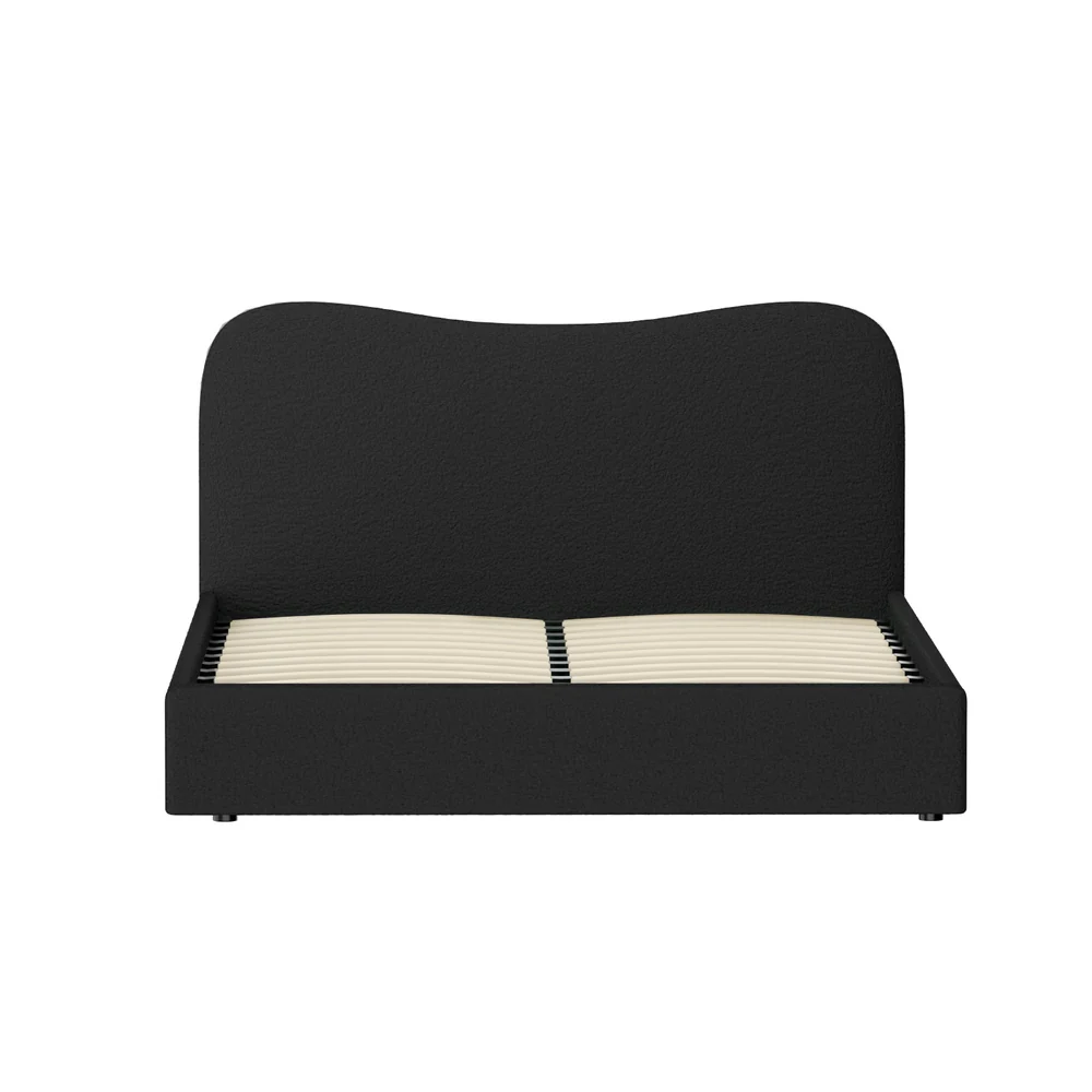 Naida Bed Frame Bouclé - Black Queen - Nurns