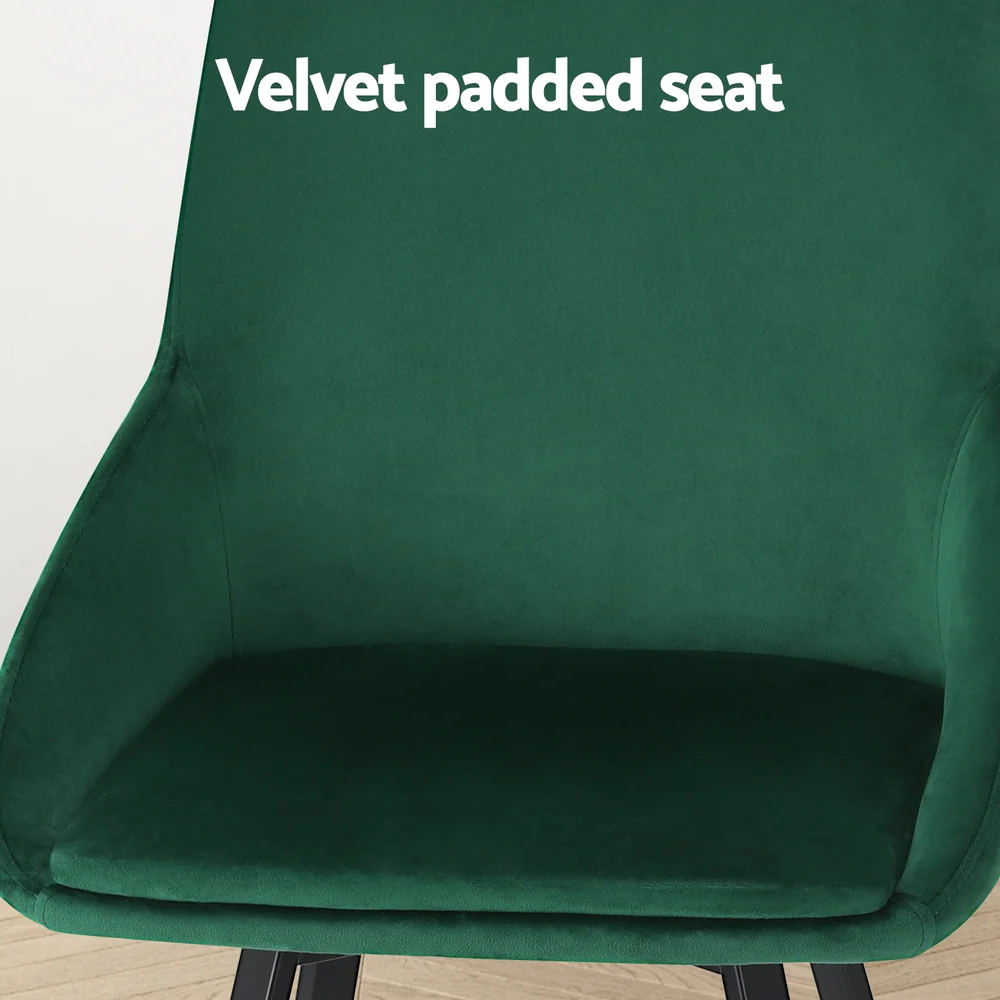 Set of 2 Dining Chairs Velvet Swivel Base - Green - Nurns