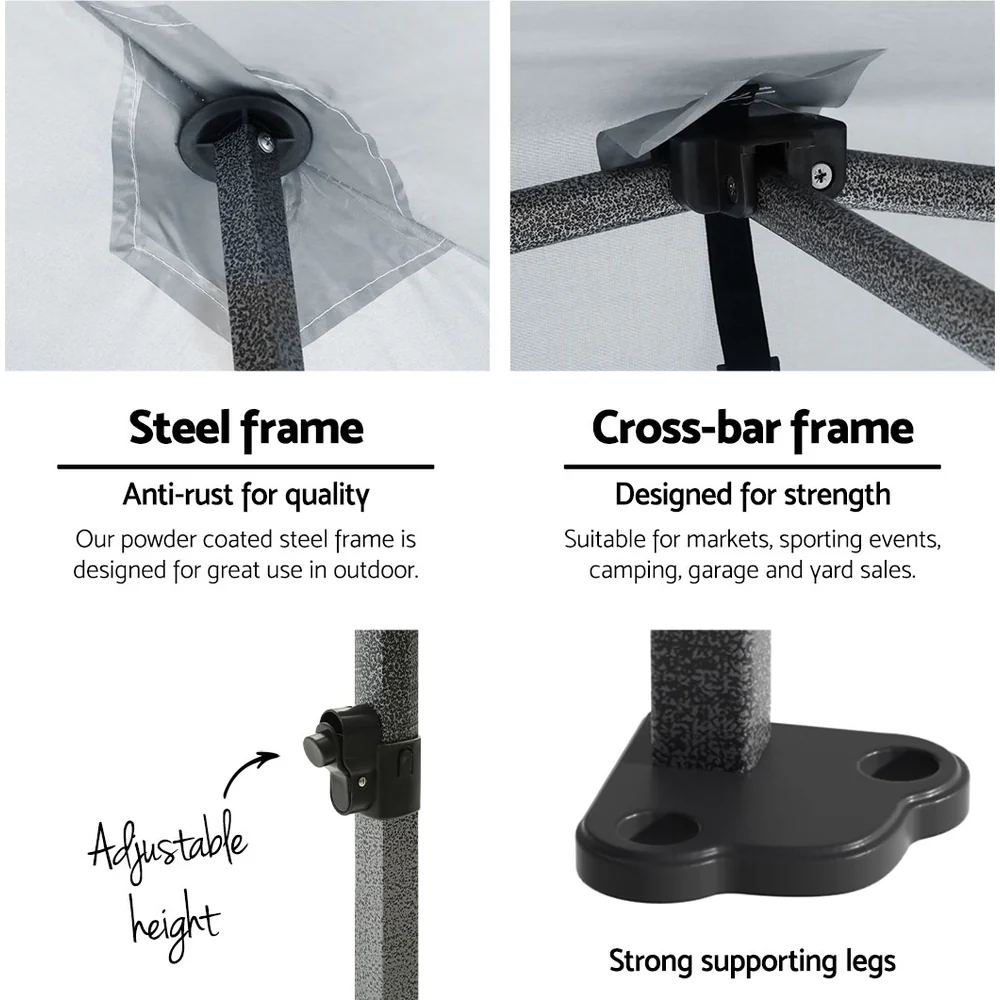 Instahut Gazebo Pop Up Marquee 3x6 Folding Tent Wedding 500D Oxford Fabric White - Nurns