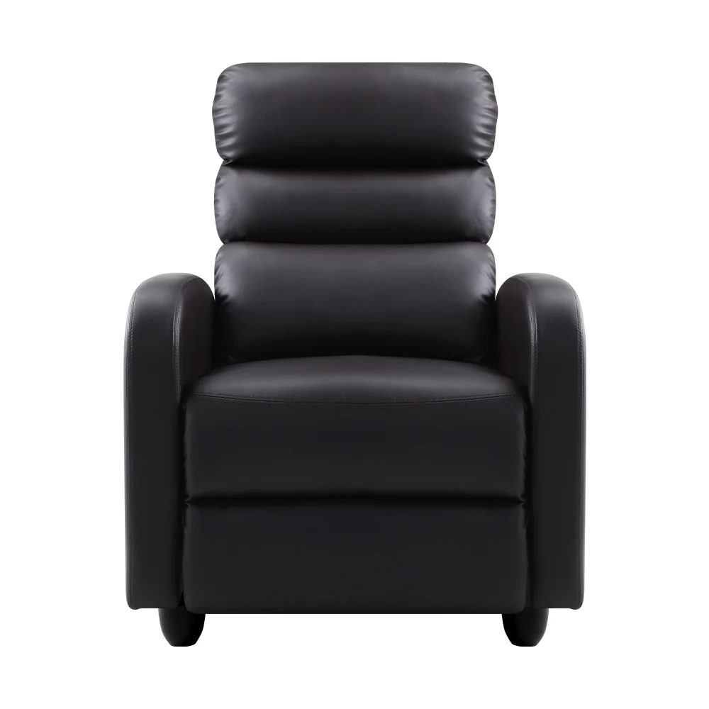 Achilles Luxury Recliner Chair Lounge Armchair Leather Cover - Brown - Nurns