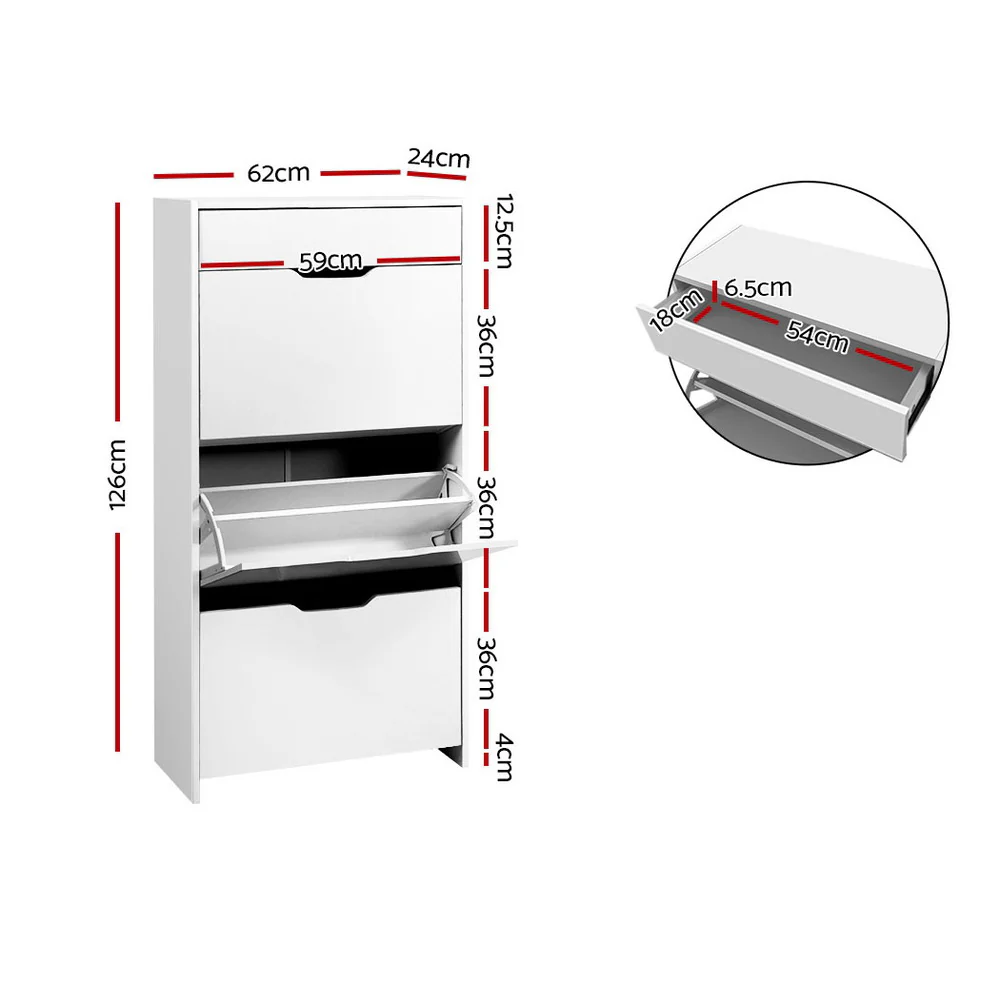 Artiss Shoe Rack Cabinet 24 Pairs White Luna - Nurns