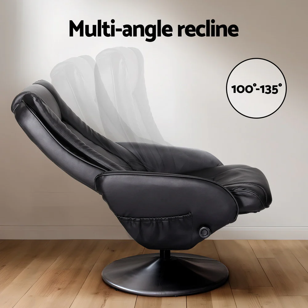 Daedalus Recliner Chair Ottoman Heated Massage - Black - Nurns