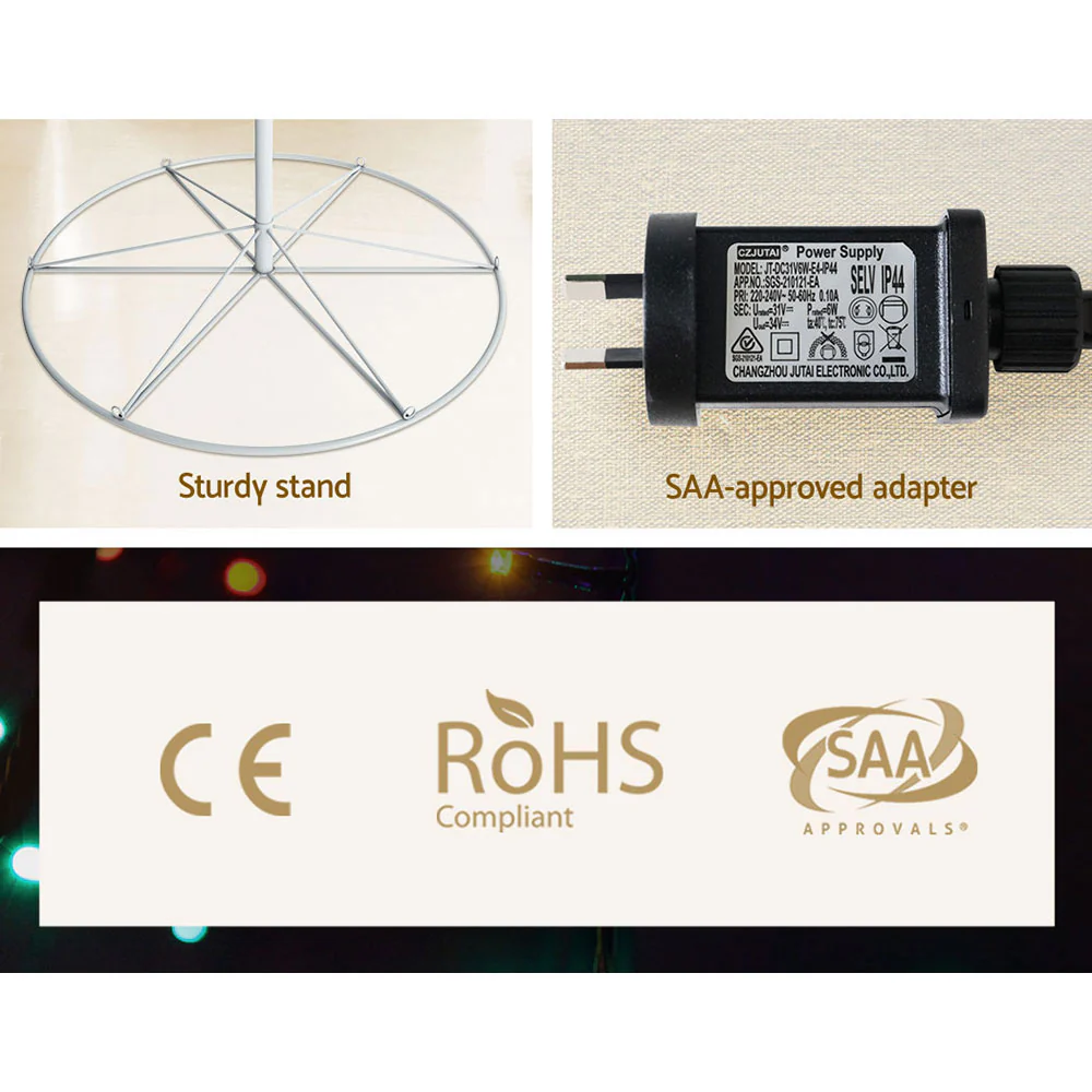 6ft 1.8m 320 LED Christmas Tree Xmas Cold White Lights Optic Fibre - Nurns