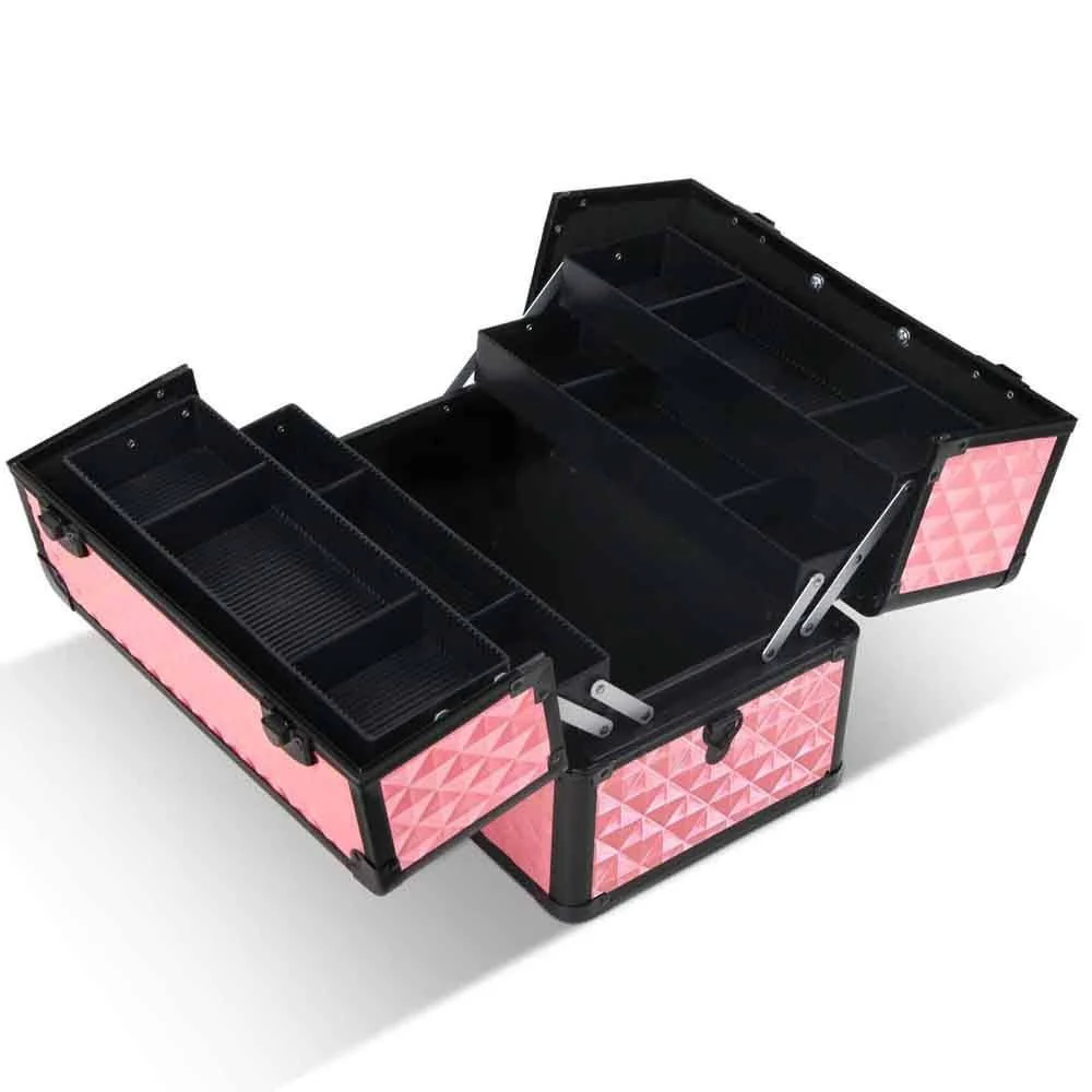 Portable Cosmetic Beauty Makeup Case - Diamond Pink - Nurns