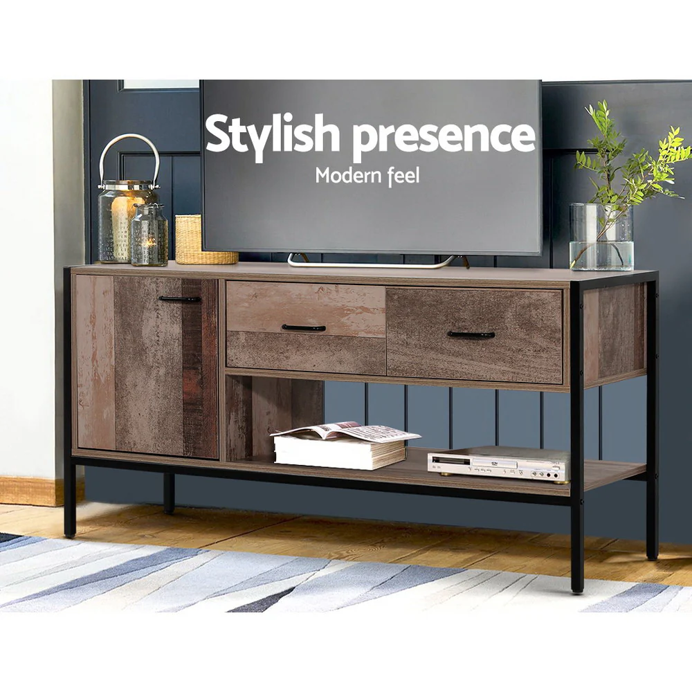 Lars 120cm TV Stand Entertainment Unit Storage Cabinet Industrial Wooden - Rustic - Nurns