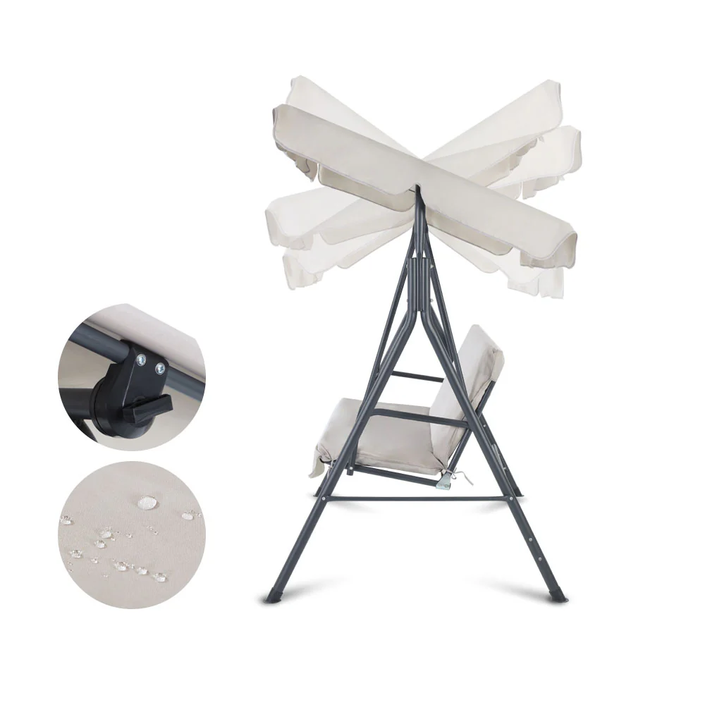 Astride Outdoor Swing Chair Garden Chair Bench Furniture Canopy 3 Seater - Beige - Nurns