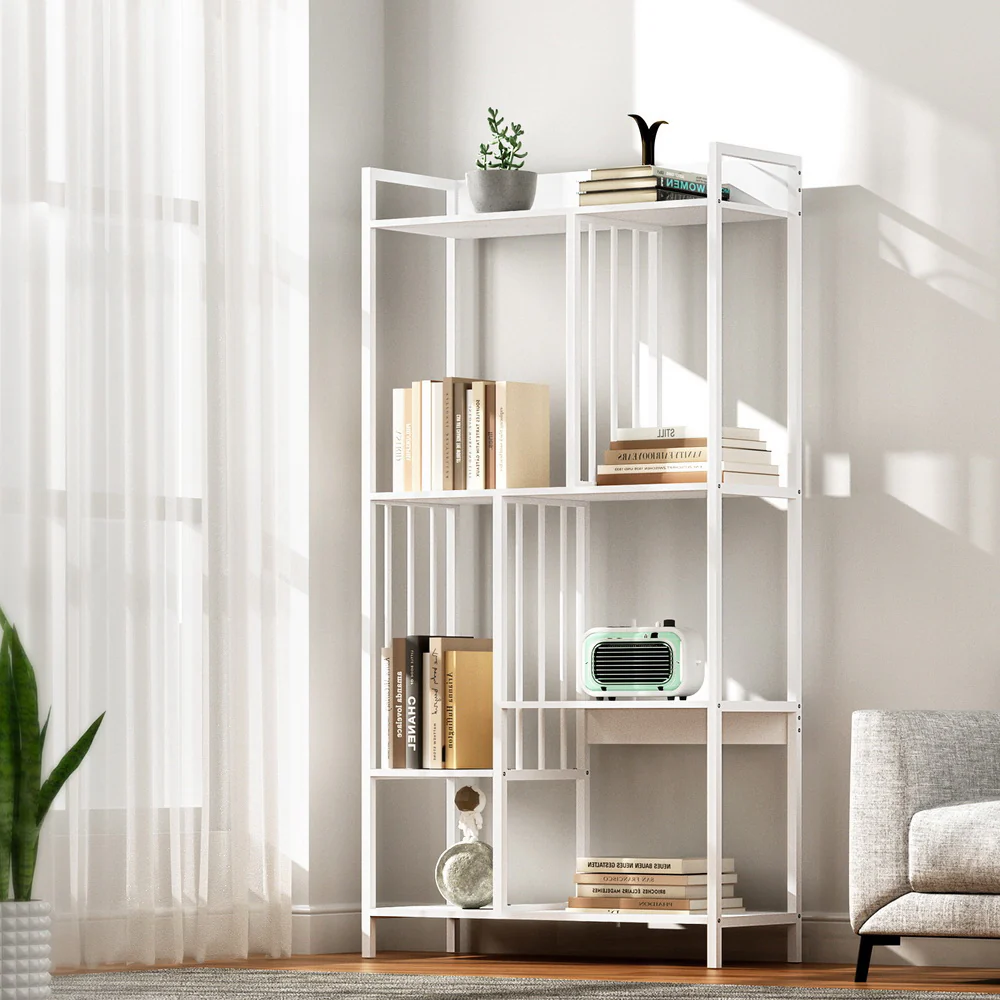 Artiss Bookshelf Display Shelves 5 Tiers 120cm White - Nurns