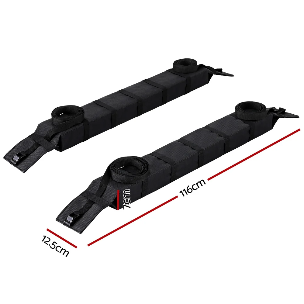 Universal Soft Car Roof Rack 116cm Luggage Carrier Adjustable Strap Black - Nurns